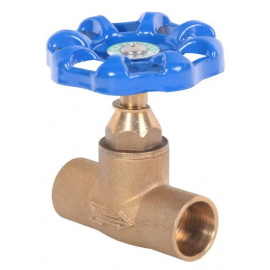 Llave De Paso Soso 1/2 Bronce Manilla Azul Pn16
